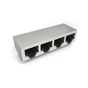 CONECTOR MODULAR JACK RJ45 90 GRAUS 4 PORTAS